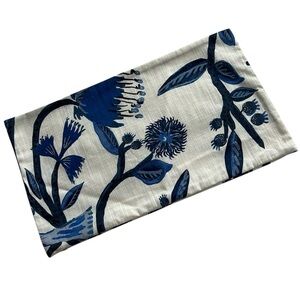 Blue and White Floral Print Lumbar Pillow Cover